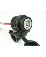 Dual USB socket for motorbikes 12-24V, for 22 mm / 25 mm handlebar
